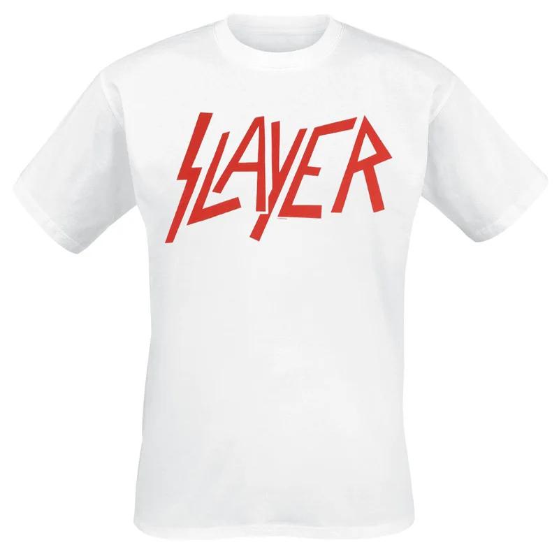 2024 Summer Fashion Men Print Slayer T Shirt O Neck Short Sleeve Band Casual T-shirt Oversize Loose American Street T-Shirt