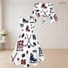 Women Plus Size Sleeveless Two Piece Midi Dress Set Tie Front V Neck 3 4 Sleeve Hiking Print White