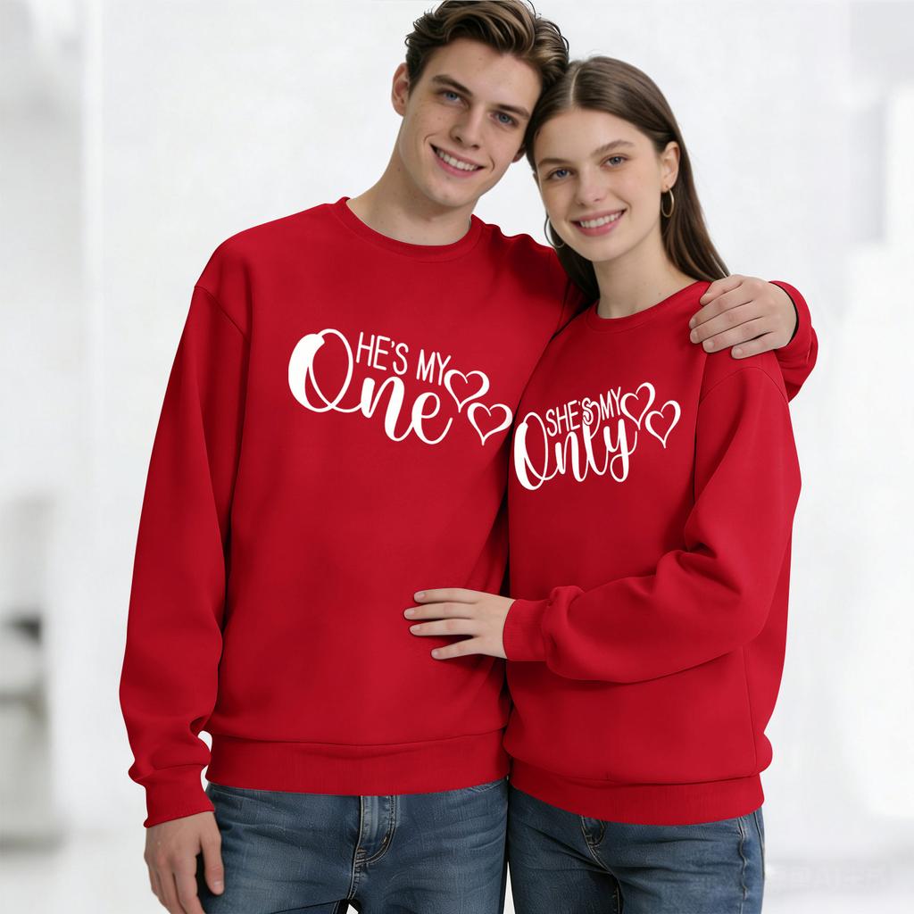 Men's Round Neck Long Sleeve Top, Unisex, Couple Casual Sports Top Set