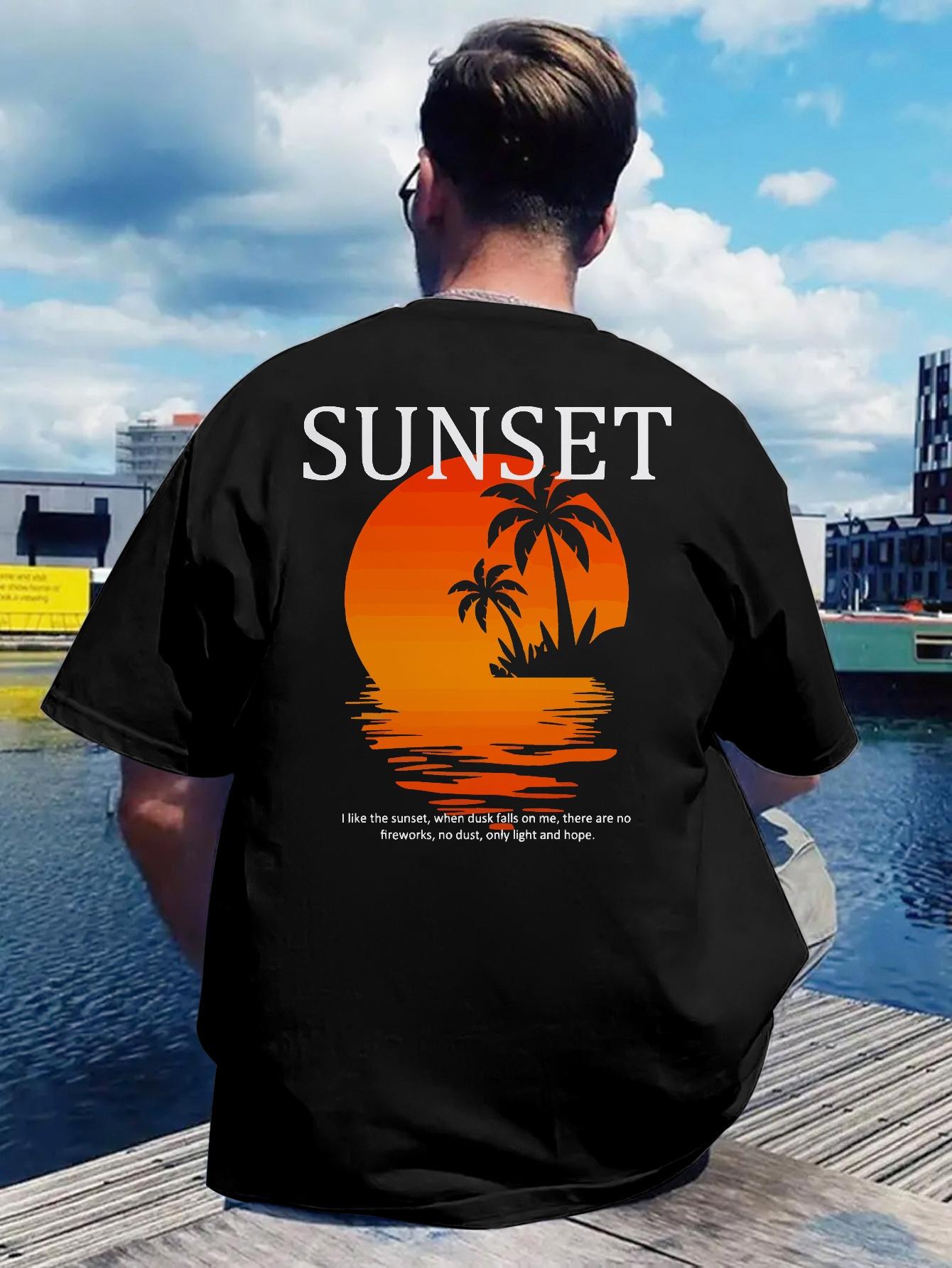Black Graphic T-shirt - Back Print SUNSET S