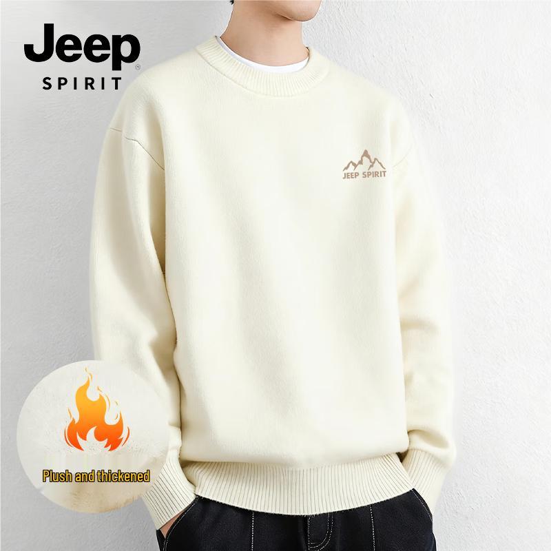 JEEP SPIRIT Men's Winter Fleece Lined Round Neck Sweater