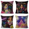 African Women Cushion Cover Decor Colorful Cartoon Lady Dream  Pillowcase Polyester Pillow Case for Bedroom Sofa Home 45x45cm