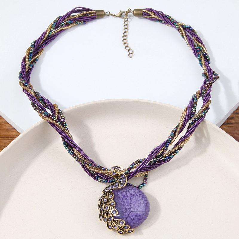 

Элегантное винтажное ожерелье-подвеска с бахромой и кисточками, дизайн павлина для женских свитеров as the picture