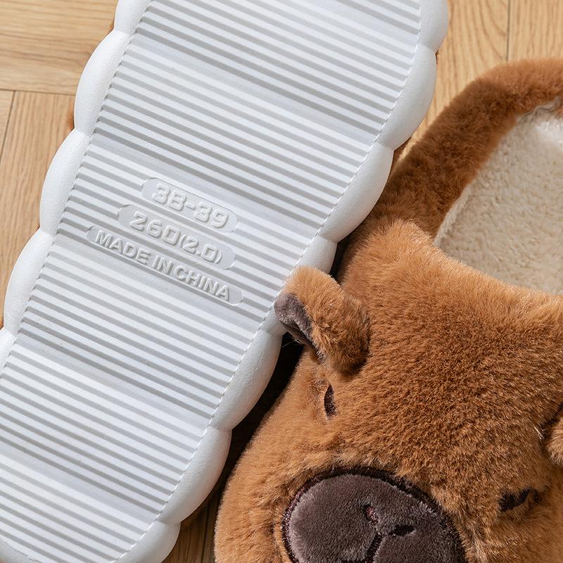 Cartoon plush cotton slippers autumn and winter leisure home indoor plush thick bottom warm cotton mop