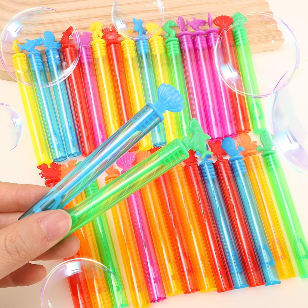 Mini Marine Animal Bubble Tubes Soap Bottle Dino Birthday Party Decoration DIY Colorful Seahorse Shell Bubble Stick Kids Toys