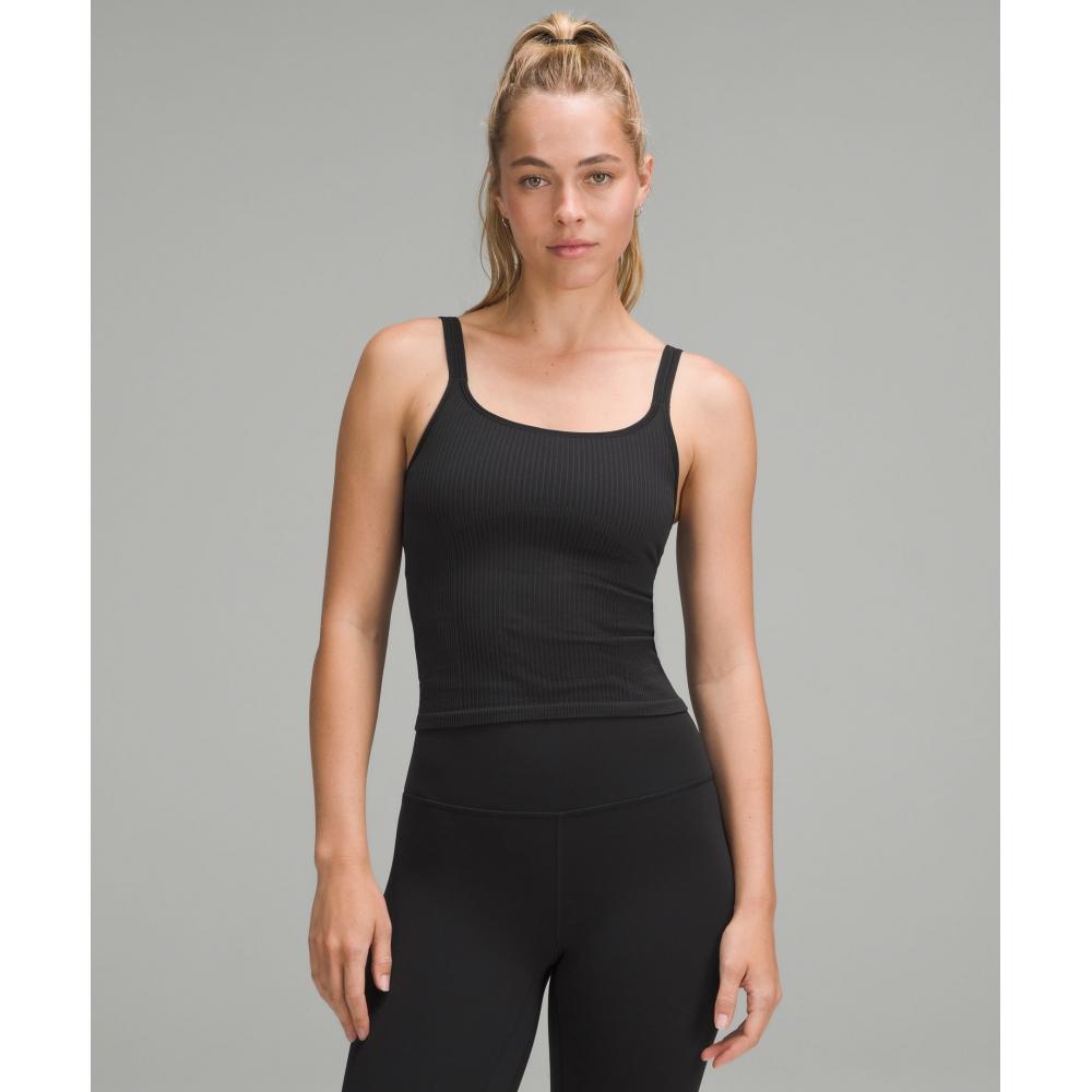 

Lululemon EBB To Street SCoop NeCk Cropped Tank Top Light Support B C Cup BlaCk BlaCk 4