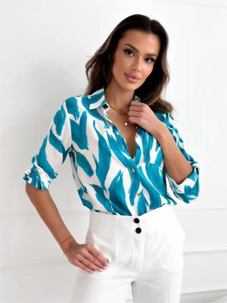 Женская рубашка с длинным рукавом с принтом тай-дай. Рубашки и блузки — фото 5