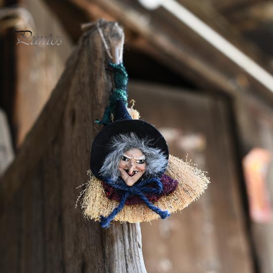 Halloween Witch Pendant Hanging Laughing Witch Broom Decoration Festival Home Decor Party Supply for Spooky Atmosphere