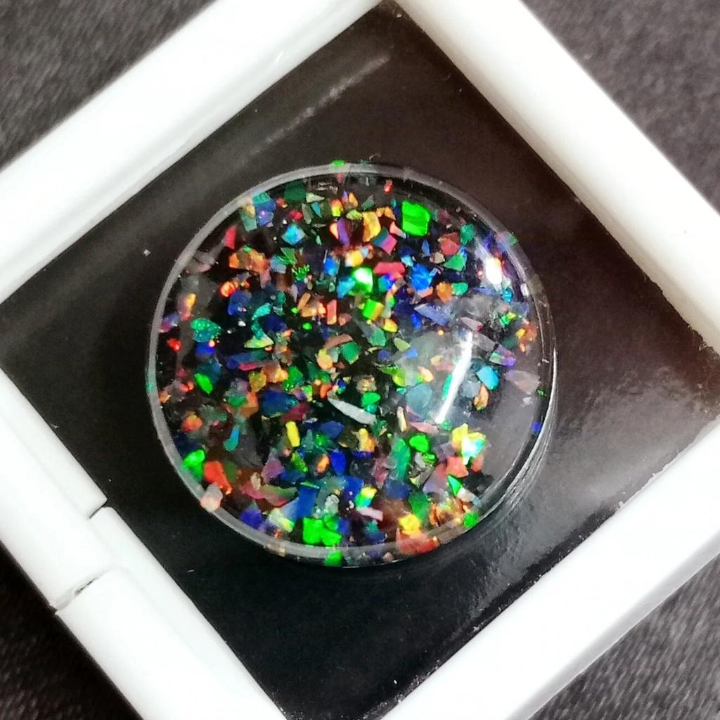 Natural Black Fire Opal Australian Round Cabochon 13-15 Ct Beautiful Gemstone