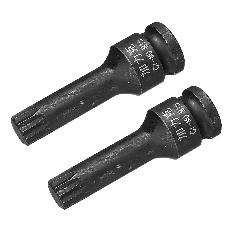 

uxcell 2pcs 1/2 drive x M15 (15mm) Impact Triple Square Spline Bit Socket Metric 3 long CR-MO Steel Use with impact driver or hand ratchet