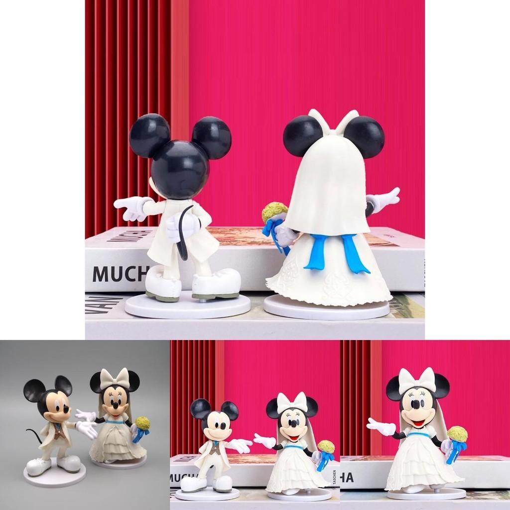 Disney Mickey Minnie Weißes Hochzeitskleid Figur Puppe Tortenaufsatz Ventilator Geschenk Set von 2