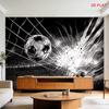 Fußball Wandbehang Schwarz-Weiß Fußballtornetz Kunst Wandteppich für Wohnzimmer Schlafzimmer Heimdekoration