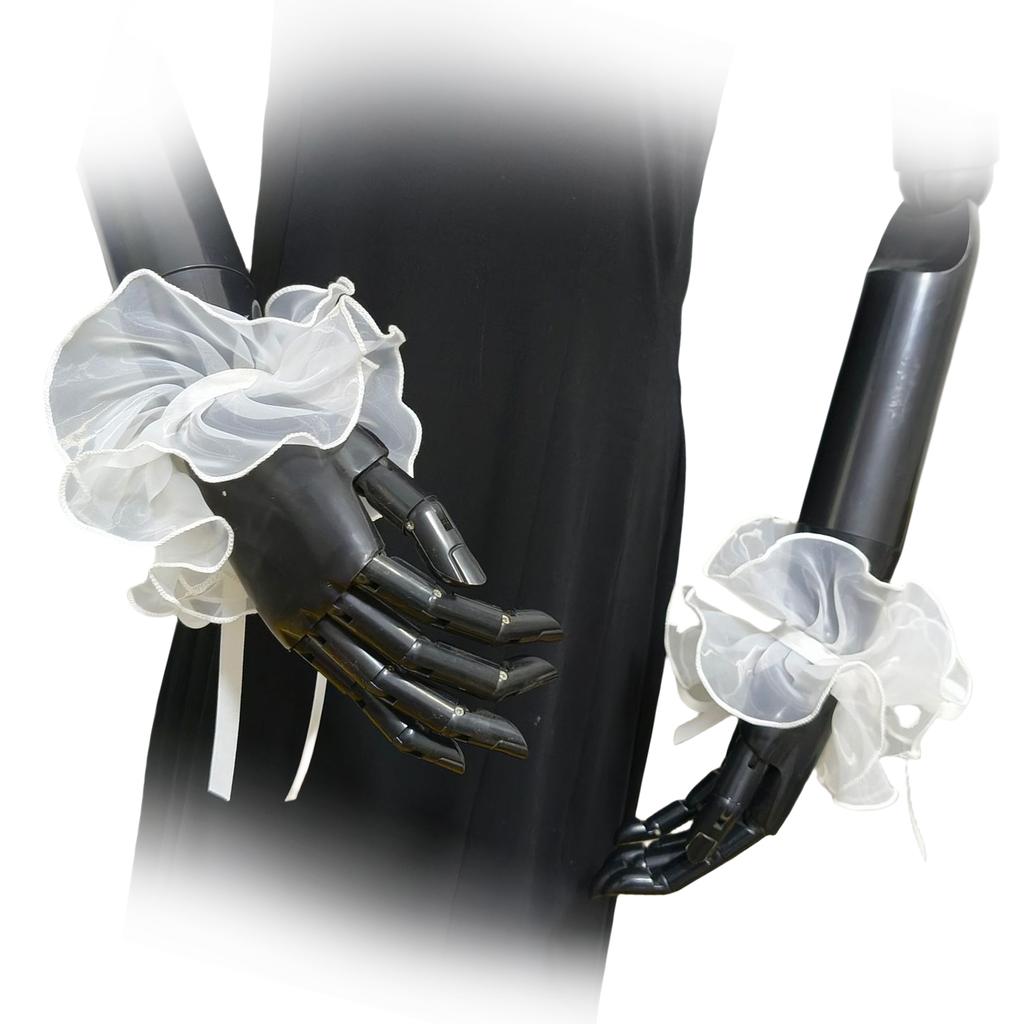 Elizabethan Ruffle False Collar Organza Mesh Neck Ruff Wrist Cuffs for Women Sweater Clothing Decorative Accessory