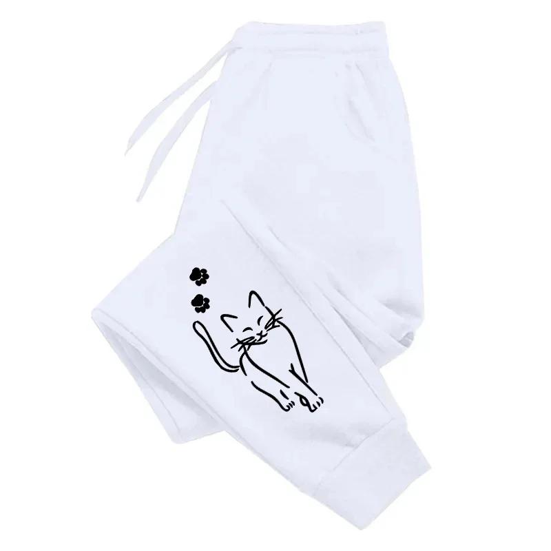Womens Sweatpants Cat Printing Fashion Street Sports Pants Fitness Jogger Trousers Daily Casual Running Woman Pants