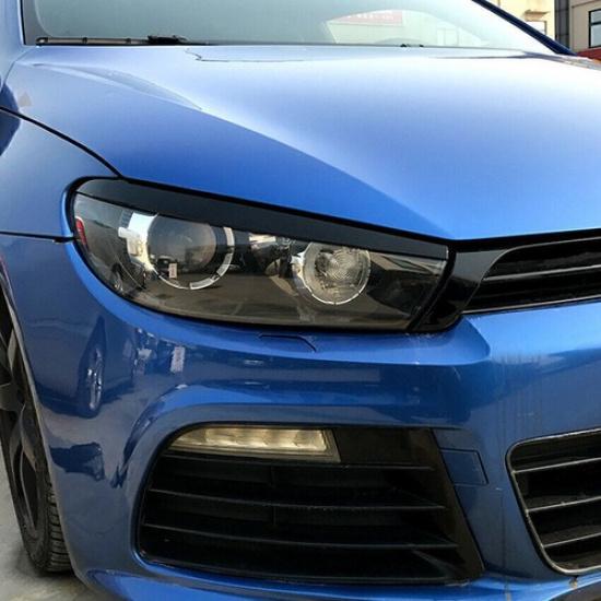 Car Head Light Lamp Eyebrow Eyelid Cover Trim Black For VW Scirocco 2008-17 2016