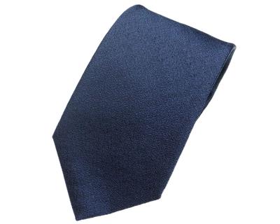 [Fuji Sakura Kobo] Plain Navy Silk Necktie, Textured Finish, Indigo Blue, Made In Japan