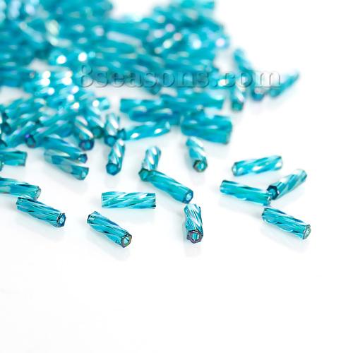 

10Grams Glass Seed Beads Twisted Bugle Peacock Loose Spacer Bead DIY Jewelry Making 6mm x2mm( 2/8 x 1/8 ) павлин голубой