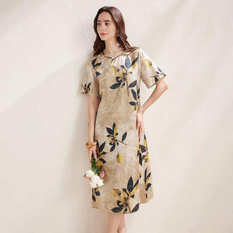 Women's Chinese Style Print Short Sleeve Dress