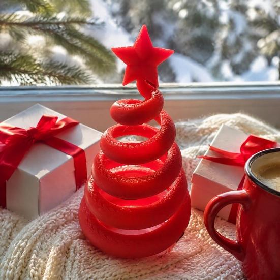 Modern 3D Printed Tabletop Ornaments Spiral Twisted Christmas Tree Figurine with Star Top, Mini Nordic Style Seasonal Table Centerpiece Ornament, Gift