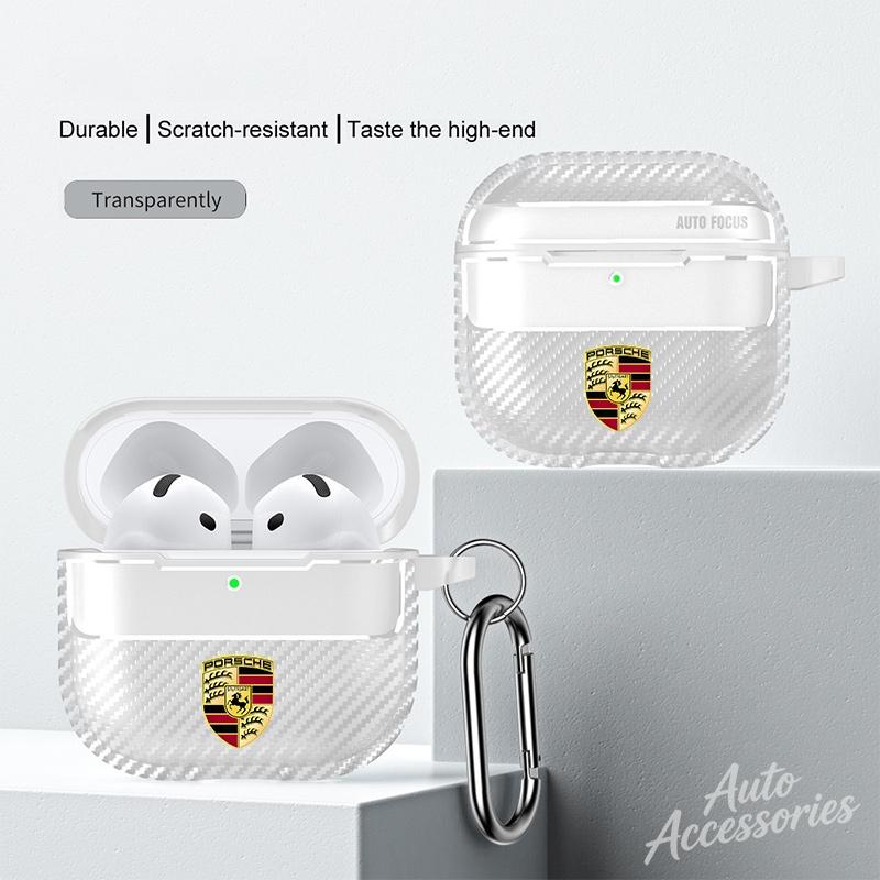 Custodia Auricolari in Fibra di Carbonio Guscio per Cuffie Bluetooth Per Airpods 2/3/4/Pro Per Porsche Macan Panamera Cayenne Cayman 911 918 Pajun CVH1