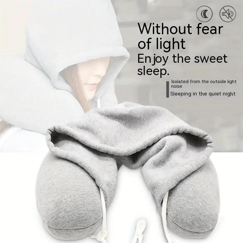 SEAMETAL U Shape Soft Car Neck Pillow with Hood Car Office Rest Neck Pillow Neck Cushion Auto Accessories