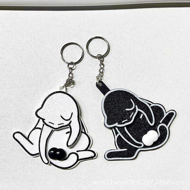 Creative Pull Play Egg Cat Keychain Fidget Toys Cute Funny Rotatable Acrylic Bag Pendant For Women Keyring Purse Bag Accessory
