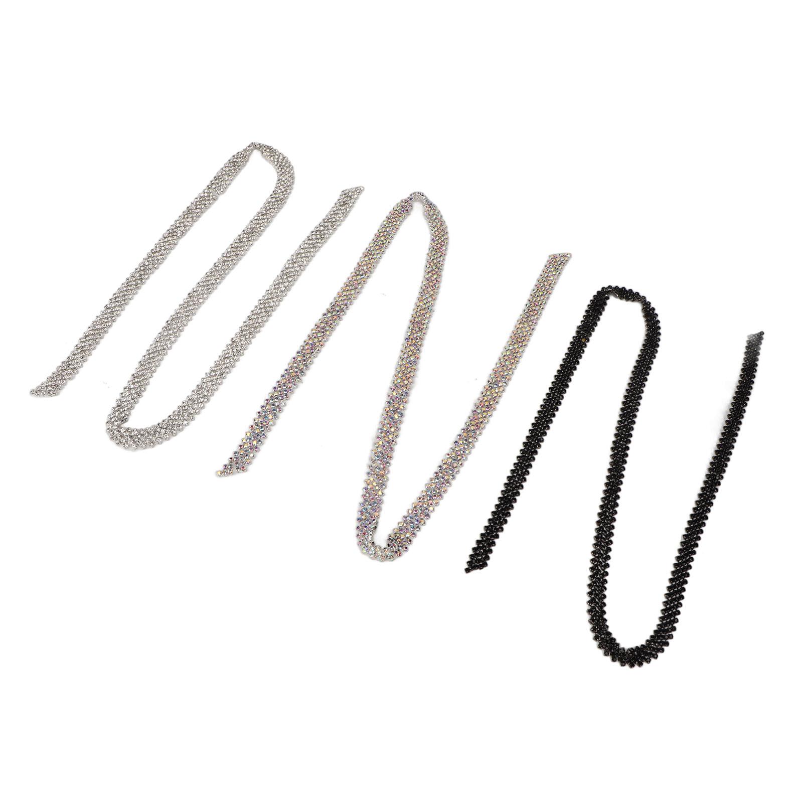 

3 Yard 5 Rows Rhinestone Trim Glittering Sparkling Beautiful 3 Colors Rhinestone Chain Applique for Wedding Clothing