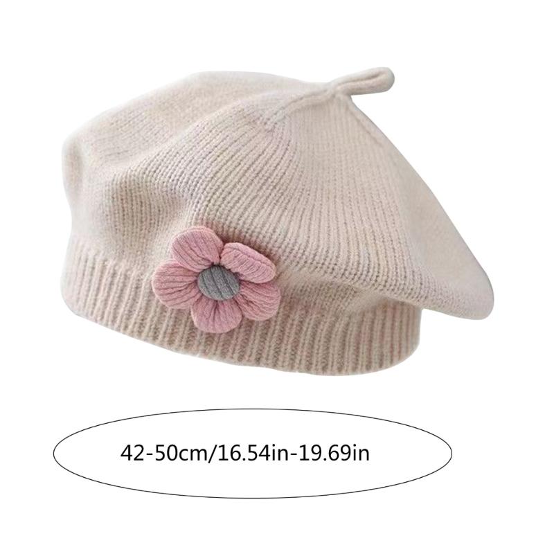 Winter Toddlers Beret Princess Girls Warm Hat Lovely Knitted Caps Windproof Hats Baby Stylish Bonnet for Infant 6M-4T
