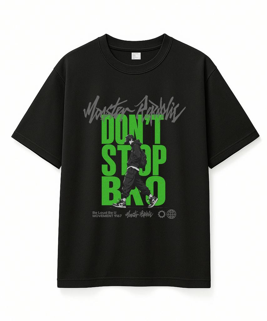 MONSTER REPUBLIC Don'T Stop Bro Light Green T-Shirt Black_9167