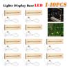 1-10PCS LED Wooden Lighted Display Base Rectangle Crystal USB Lighted Stand for 3D Handmade Art Lantern Stand Home Decoration