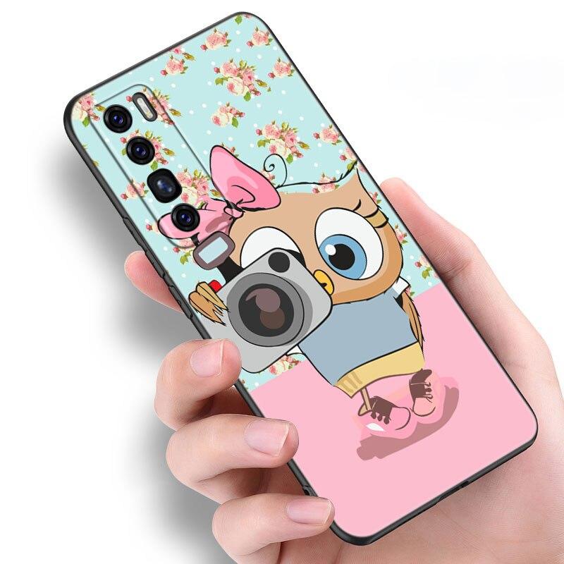 Kreskówkowa Sowa Słodkie Sowy Etui Dla Huawei NOVA 8 9 Pro 8i 7i 7SE Y60 5T Mate 40 30 20 10 Lite Honor 50 30 Premium Pro Plus 30S Pokrowiec