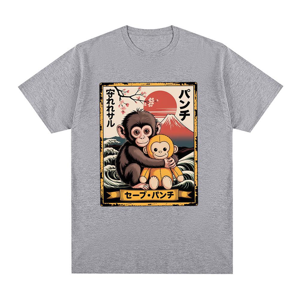 

Japanese Tokyo Punch The Monkey Funny Meme Tshirts Unisexs Women Clothing Casual Cotton Tshirt Oversized Short Sleeves T Shirt S