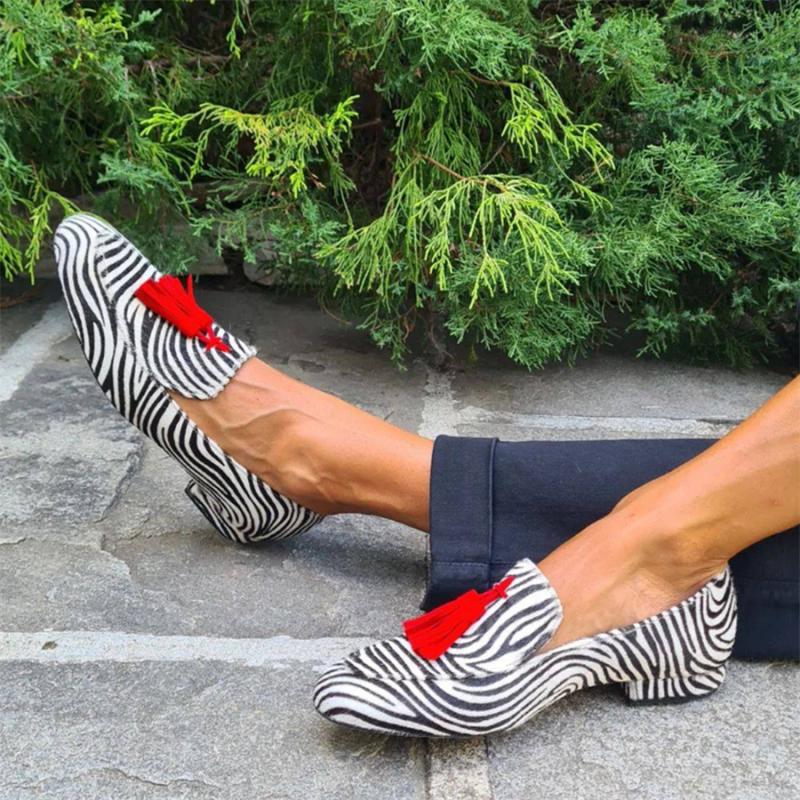 Fashion Shoes Woman 2025 Fringe Round Toe Mixed Colors Autumn Loafers With Fur Shallow Mouth Casual Female Sneakers Low Heels New Tassel