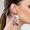 Charming Pink Cat Acrylic Earrings - Cute Cartoon Jewelry for Women, Perfect for Parties & Gifts