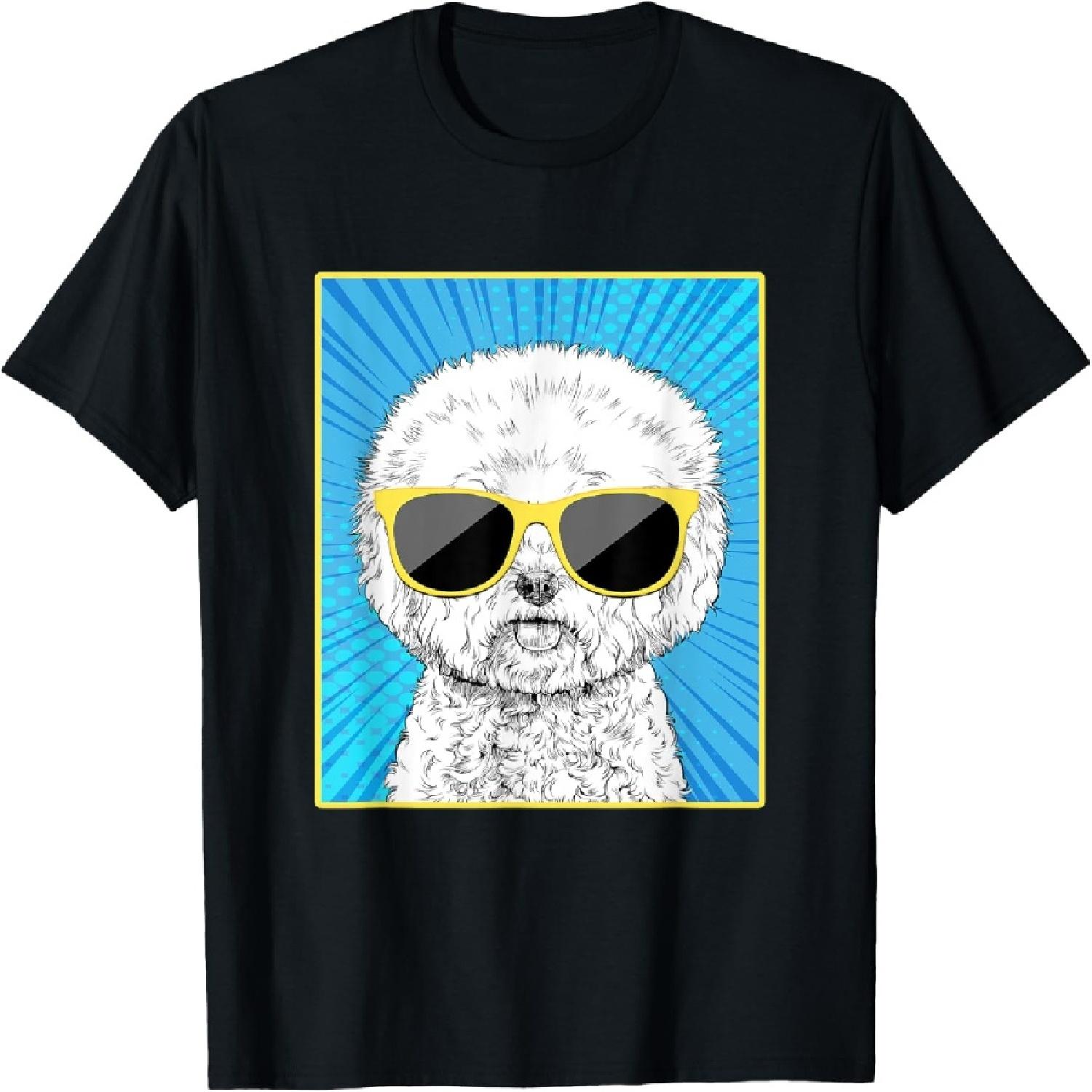 

Bichon Frise Portrait Pop Art Dog with Sunglasses T-Shirt XXXXXL різнокольоровий