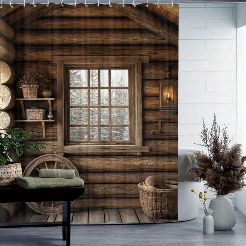 Design Of Windows In A Rural Cabin Washable Dirt-Resistant Shower Curtain Shower Head Waterproof Polyester Bath Curtain