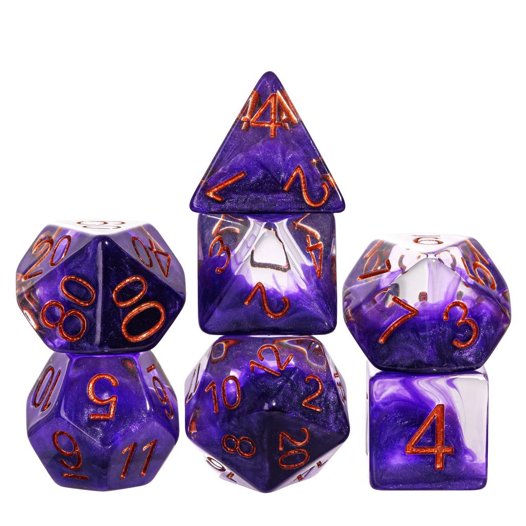 Cusdie Cool Magma DND Dice 7pcs Polyhedral Dice Set for Dungeons & Dragons Role Playing Board Games --Multiple Color Options