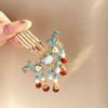 Pearl Auspicious Cloud Hair Comb: Ancient Xiuhe Tassel Hairpin for Updos