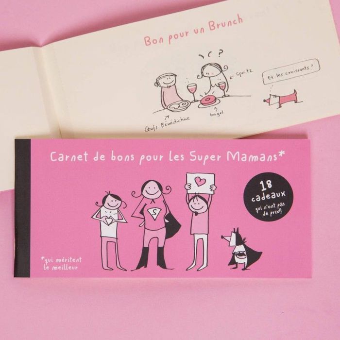 Carnet de bons - Super Maman - 18 bons - Multicolore - Papier (18 x 8,5 cm)