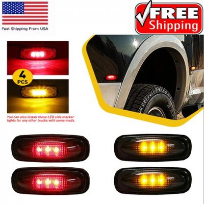 4X For 2003-2018 Dodge RAM 2500 Dually Smoked Bed LED Fender Side Marker Lights