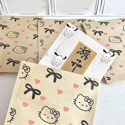 50/100 st Söt Hello Kitty Mini Papperspåse Rosett Kt Katt Kraftpapperpåse Godis Kex Presentförpackning Bakverkspåse