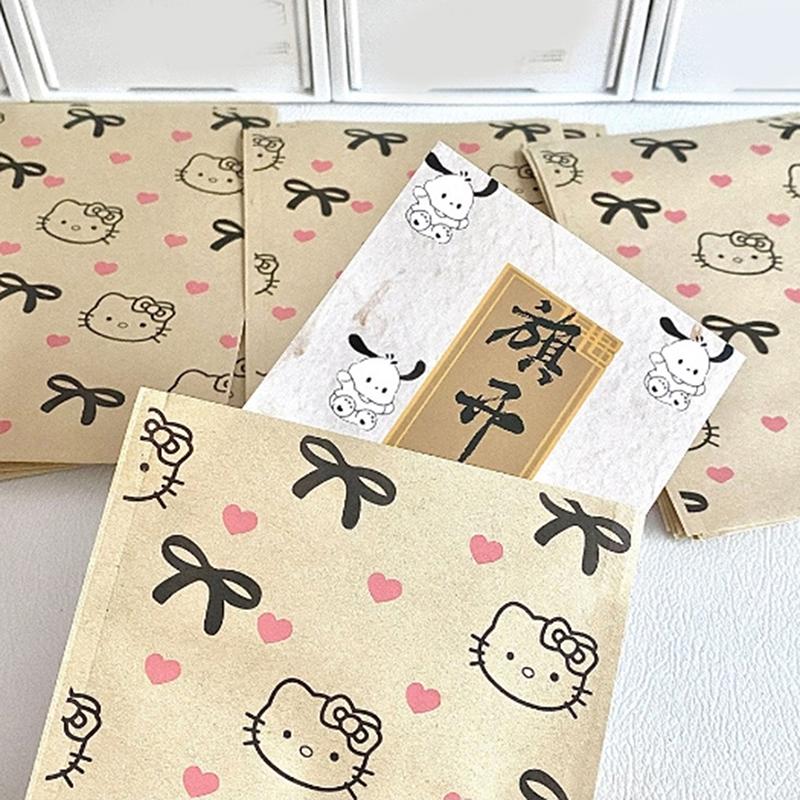 

50/100 шт. Милые мини-бумажные пакеты Hello Kitty с бантом, пакеты из крафт-бумаги для конфет, печенья, подарочной упаковки, пакеты для выпечки