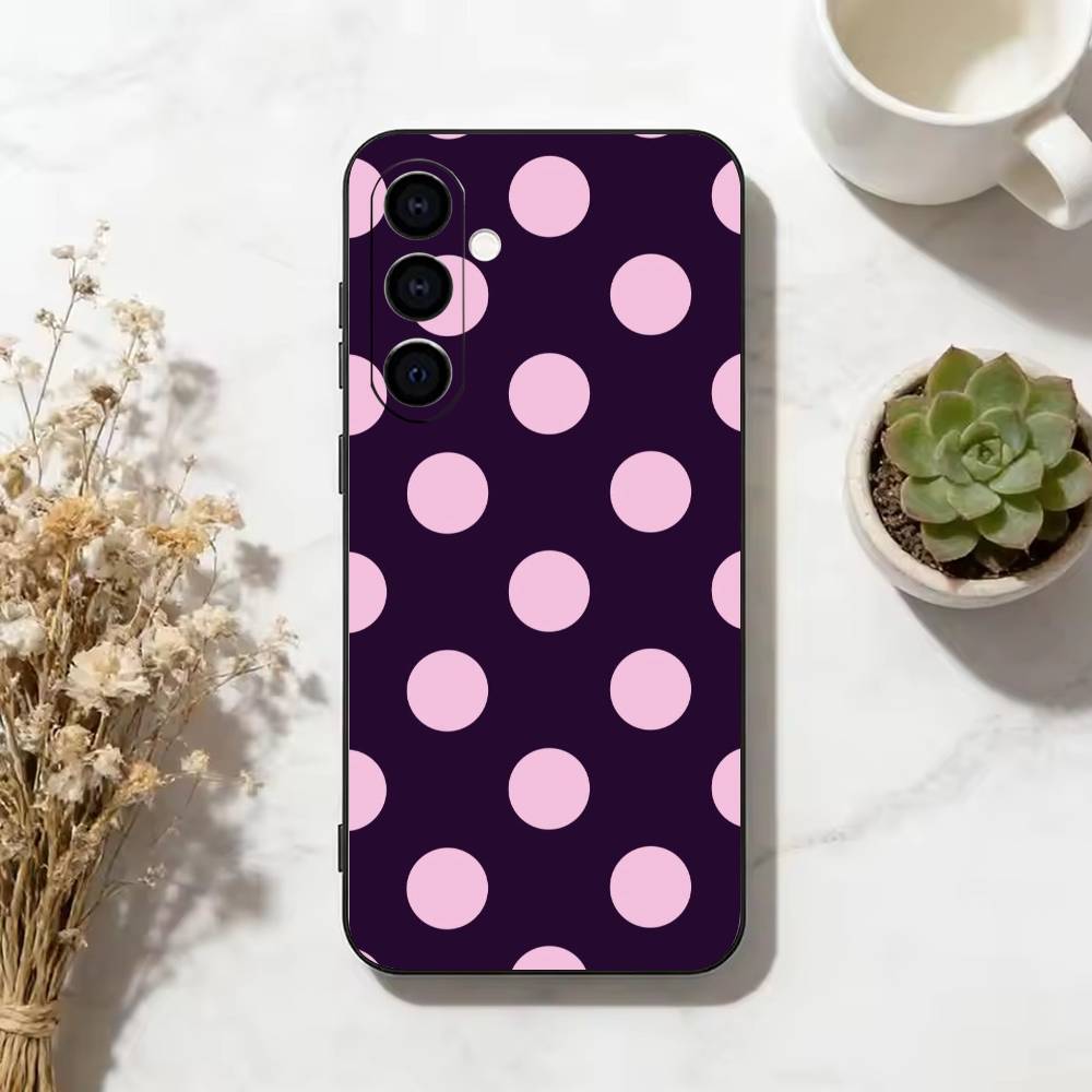 Luxury Y2K Polka Dots Phone Case For Samsung Galaxy A73,A72,A71,A70,A53,A52,A51,Soft Silicone Black Cover