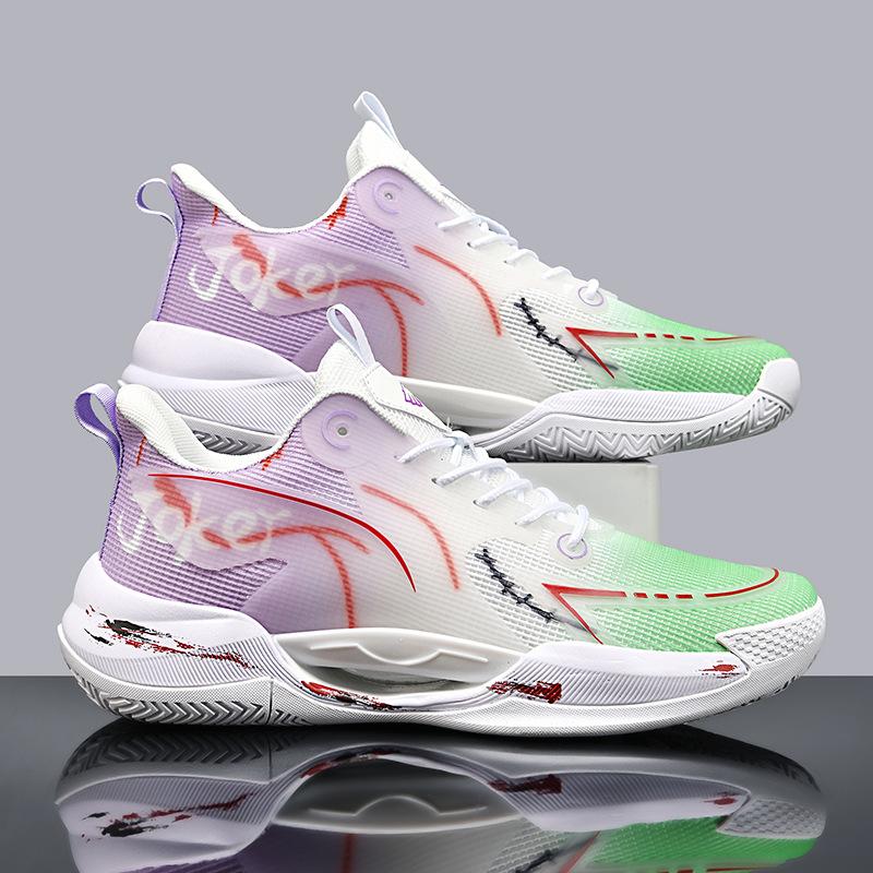 Luminous high-top basketball shoes men's actual combat cement boots teenagers junior high school students big children sports shoes