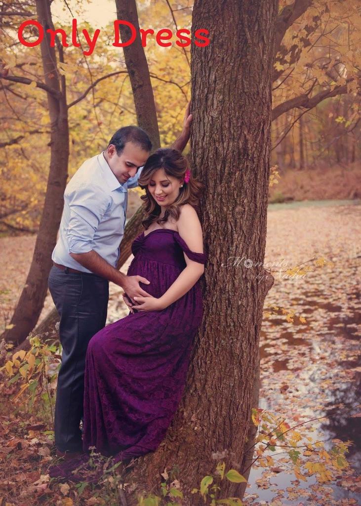 Lace Maternity Dress With Flared Sleeves For Summer Pregnant Women