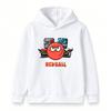 Kids Boys Girls Pullover Hoodie, Cool Red Ball Cartoon Print Casual Warm Long Sleeve Hooded Sweatshirt for Children Daily Wear