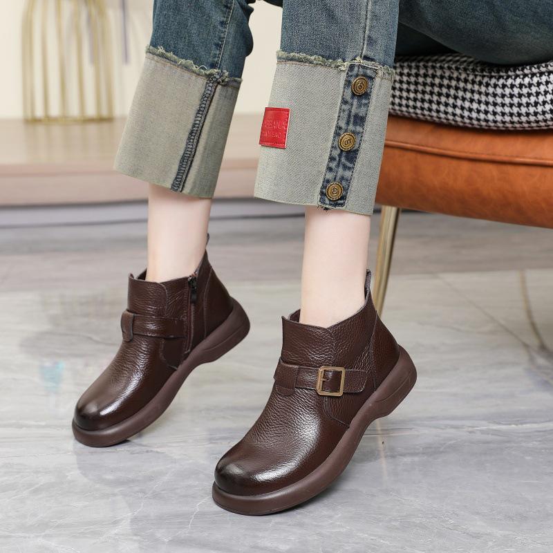 

Винтажные женские ботинки Мартин из коричневой кожи, осень 2025 36 темно-коричневого