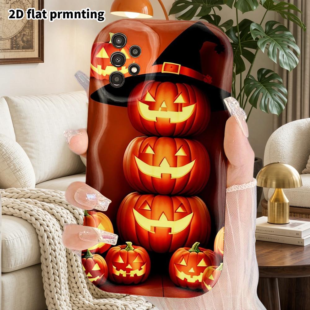 Phone Case: 2D Flat Samsung Galaxy A34 A35 M05 M06 S20 S22 S21 FE Plus 5G Protective Case, Couples Style, Warm Orange Tone, Christmas and Halloween Gi