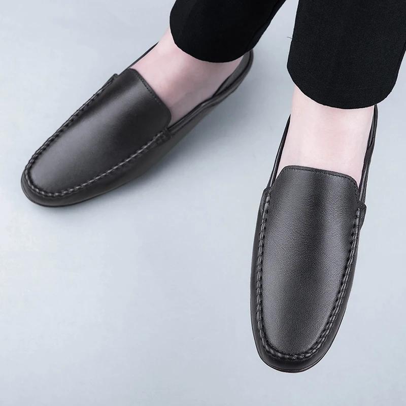 Men Shoes slip on fashion Casual Genuine Leather Mens Loafers Moccasins Designer Boat Shoes High Quality Chaussure Homme