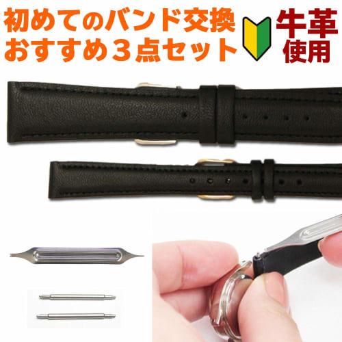 Bambi Genuine Leather Watch Band Replacement Strap, 10mm-20mm, Black/Chocolate, Includes Easy Replacement Tool, Two Spring Bars, and Replacement Manua